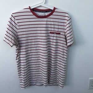 Red and white striped T shirt